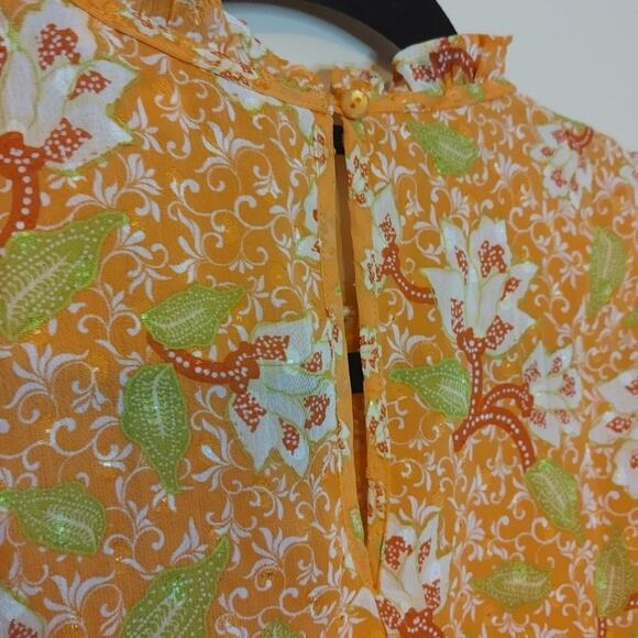 Maison d' Amelie Orange Floral NWT New Size Extra Small XS Vibrant Spring - Picture 9 of 11
